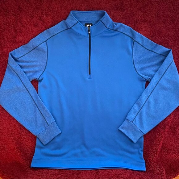 Men's FootJoy Quarter Zip Long-sleeved Golf Shirt - Blue - Size Medium - Picture 5 of 9